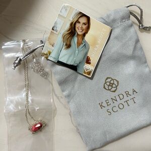 Kendra Scott Silver Necklace with coral color Stone